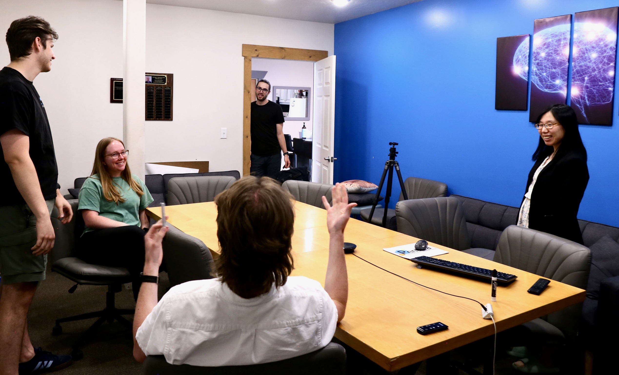 employees around desk